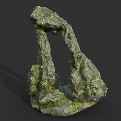 Natural Stone Formation With Irregular Arch Shape And Moss Covered Surface 3d model