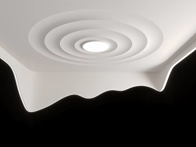 Modern Ceiling Design With Concentric Circular Patterns Wavy Edges And Central Light 3d model