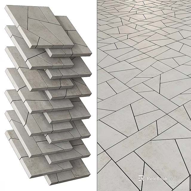 Natural Stone And Wood Tiles For Decorative Interior Flooring And Wall Design 3d model 