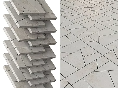 Natural Stone And Wood Tiles For Decorative Interior Flooring And Wall Design 3d model