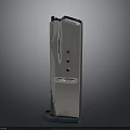 Weapon Magazine With Silver Metal Body And Blue Base Design Details