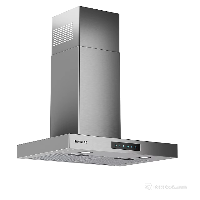 Samsung Modern Stainless Steel Kitchen Hood With Control Panel And Lights 3d model 