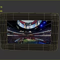 Black Tablet Display Showing Large Stadium With Football Field Audience And Lights