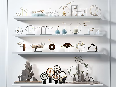 Modern Decorative Ornament Combinations With Diverse Design Pieces For Shelf Home 3d model