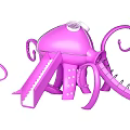 Pink Octopus Shaped Playground Equipment with Slide and Curved Tentacles for Kids
