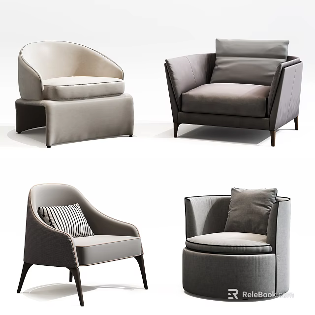 Modern Single Sofa Collection Featuring Neutral Colors And Stylish Designs 3d model