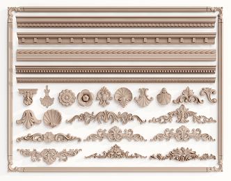 European-style carved plaster carved plaster lines 3d model