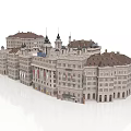 Detailed Classical Architecture Model With Multiple Buildings Spires Arched Windows Stone Facade