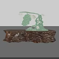 Elegant Green Jade Tree Shaped Jewelry With Leaf Fruit And Wooden Base Decoration