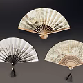 Decorative Fan Pendants with Traditional Landscape Painting Designs and Tassels