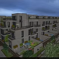 Aerial Planning of Modern Townhouses with Green Terraces and Organized Layout