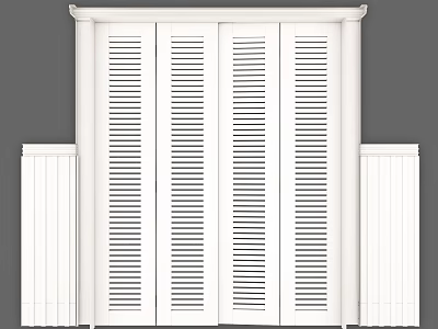 White Double Doors With Paneled Design And Decorative Frame In Interior Space 3d model