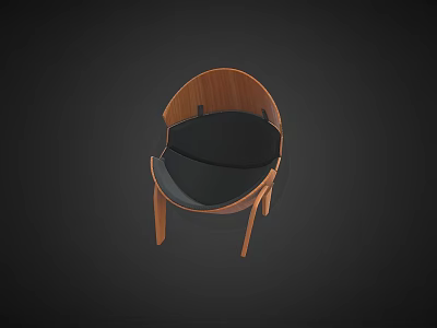 Stylish Modern Single Chair With Wooden Frame And Black Cushion Design 3d model