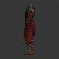 Ornate Detailed Armor Costume With Metallic Plates And Red Fabric Trim