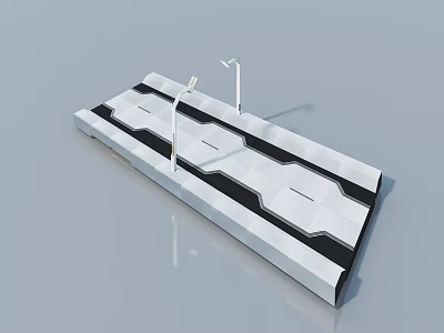 Modern Swing Door With White Black Pattern And Street Lamps Design 3d model