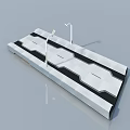 Modern Swing Door With White Black Pattern And Street Lamps Design