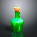 Fresh Food Ingredient Stored in Green Glass Bottle with Natural Cork Stopper