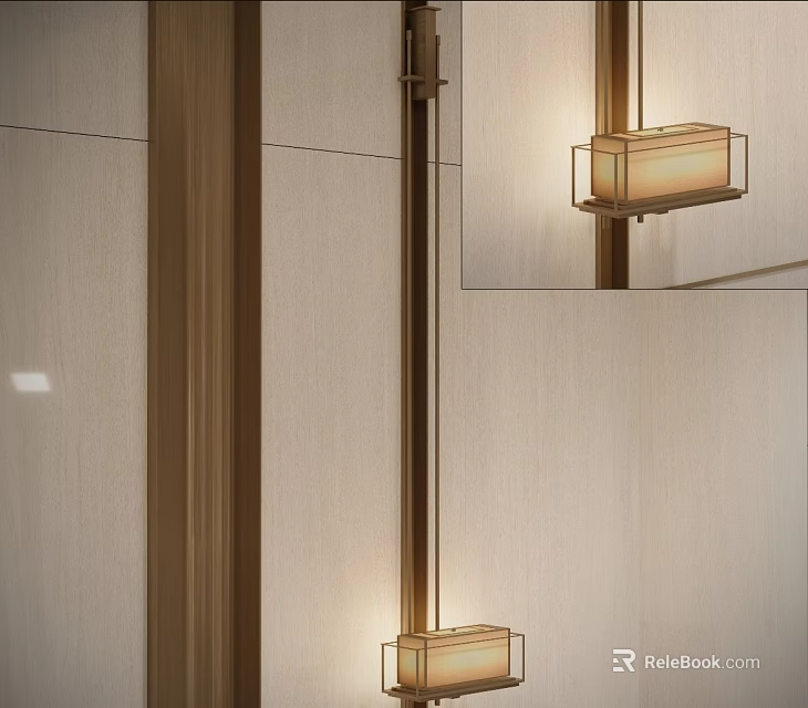 Modern Wall Lamp With Slim Metal Frame And Warm Glow In Minimalist Interior Design 3d model 