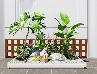 Modern indoor plants landscaping flowers and plants combination plant pile flower border indoor landscaping 3d model