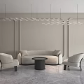 Multi-person sofa coffee table combination 3d model