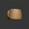 Golden Textured Ceramic Mug For Daily Use With Decorative Surface Design 3d model