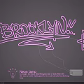 Vibrant Neon Lighting Combination with Brooklyn Text and Star Design on Dark Background