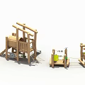 Wooden Playground Equipment With Slide Climbing Frames And Swing Components 3d model