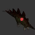 Detailed Stegosaurus Dinosaur Model With Green Body And Orange Back Plates