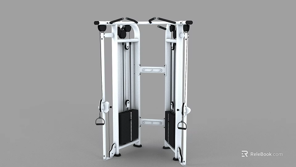 Professional Strength Training Sports Equipment With Vertical Frame Dual Handles And Weight Stack 3d model 