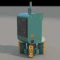 Green Mobile Industrial Equipment With Display Screen Warning Sign And Yellow Wheels Antenna