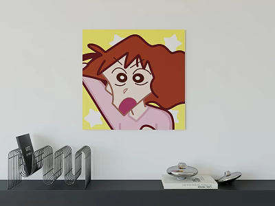 Colorful Cartoon Animal Painting Featuring Brown Fur Big Eyes And Yellow Starry Background 3d model