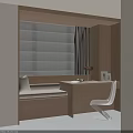 Modern Bay Window Cabinet Design With Window Seat Curtains Small Desk And Chair