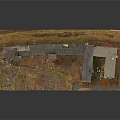 Vintage Multi Story Building Complex Architectural Model With Yellow Brown Facades And Textured Ground