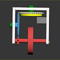 Colorful Hardware Tool Mechanism With Blue Gear Red Wheel And White Frame