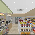 Spacious Supermarket Grocery Store Interior With Shelves Products Checkout Counter And Aisles