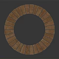 Round Wooden Furniture Bench Featuring Circular Design With Wooden Slats And Supporting Legs