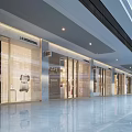 Modern Shopping Mall Storefronts With Glass Doors Bright Lighting And Spacious Marble Flooring