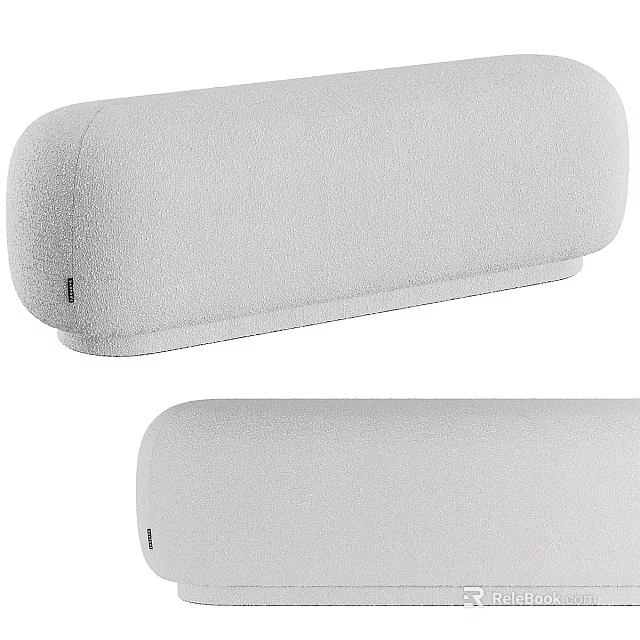 Modern Gray Sofa Bench With Soft Fabric Curved Design And Comfortable Seating 3d model 