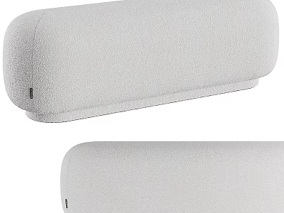 Modern Gray Sofa Bench With Soft Fabric Curved Design And Comfortable Seating 3d model