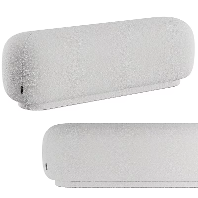 Modern Gray Sofa Bench With Soft Fabric Curved Design And Comfortable Seating 3d model