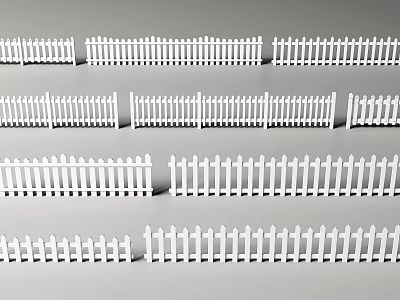 White Garden Fence With Various Styles And Designs For Outdoor Use 3d model