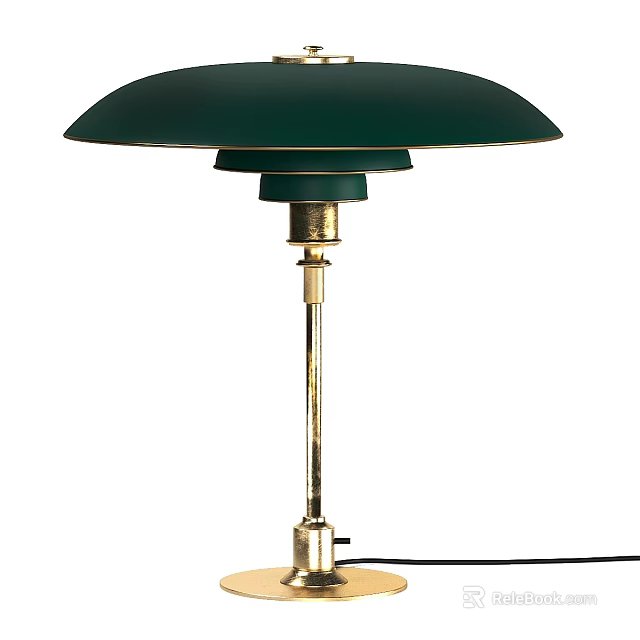 Decorative Green Lampshade Table Lamp With Gold Metal Stand And Modern Elegant Design 3d model 