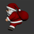 Cartoon Santa Claus Wearing Red Outfit Red Hat With White Beard Squatting Holding White Object