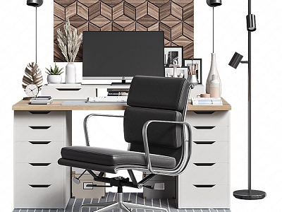 Modern desk and chair combination 3d model