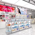 Color Zone Beauty Store In Shopping Mall Featuring Cosmetics Skincare Display Shelves And Billboard