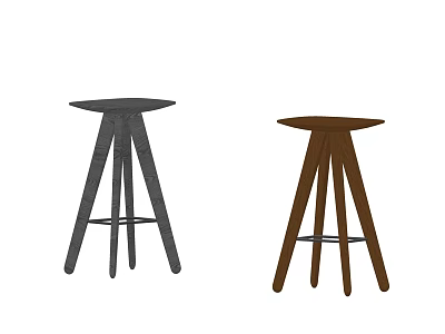 Modern Three Legged Bar Stools In Grey And Brown Stylish Design 3d model