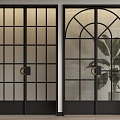 French double door glass double door kitchen door sliding door Changhong glass 3d model