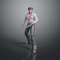 Man In White Tank Top And Gray Pants With Extended Metal Claws Standing