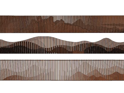 Modern Striped Background Wall With Mountain Wave Patterns In Brown Black White Tones 3d model