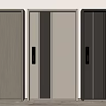 Three Modern Hinged Doors With Light Wood Gray Dark Gray Vertical Panel And Black Handles